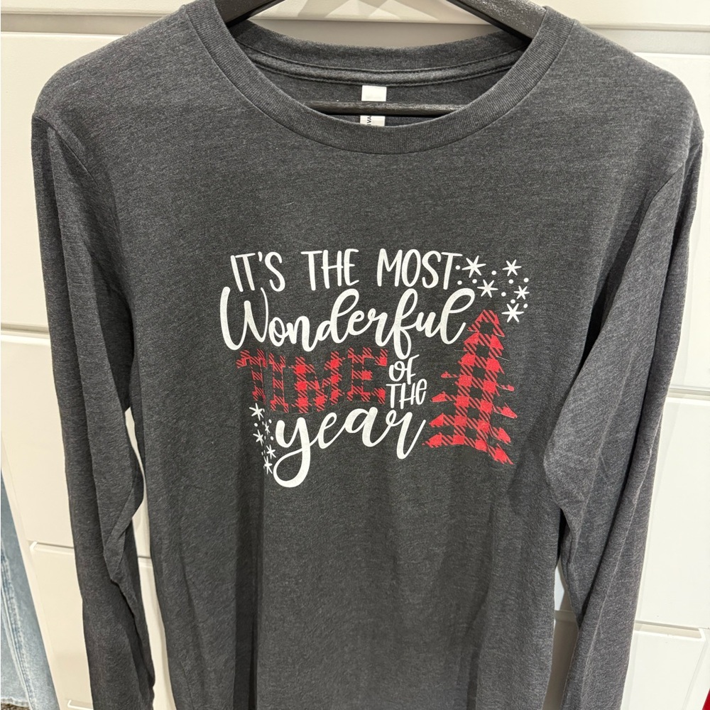 Gray Long Sleeve Holiday Shirt